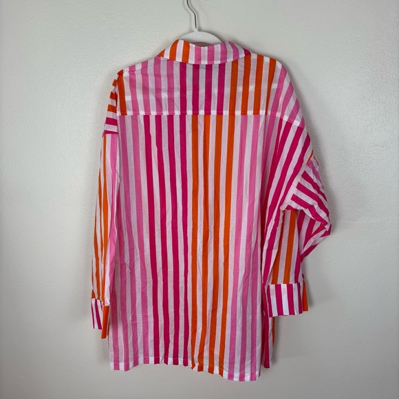 Beach Riot Shirt Alex Top Sunset Stripes Button Down Swim Cover Up Size L Petite - Picture 3 of 5